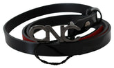 Costume National Black Skinny Leather Logo Buckle Belt -   -  Costume National.